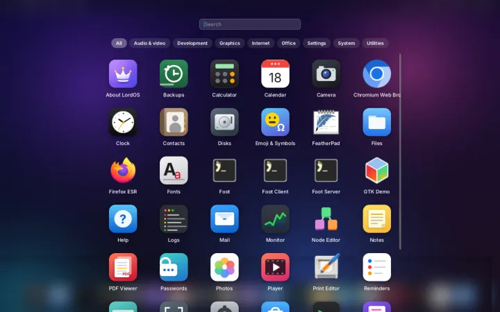 App launcher with categories