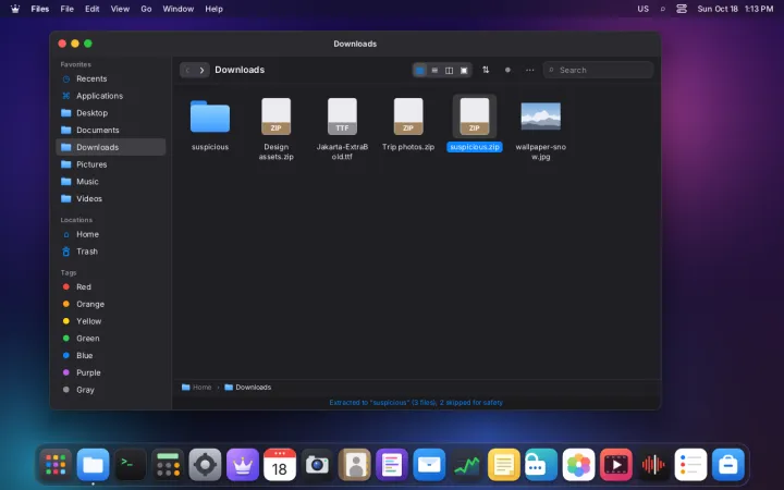 Extracting an archive
