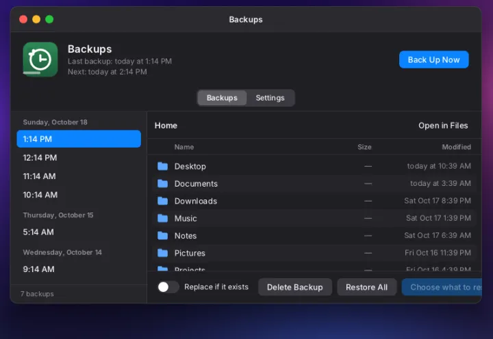 Backup app