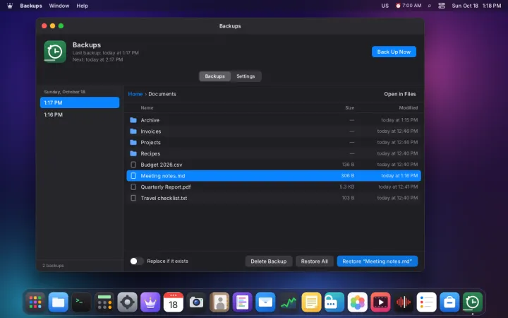 Browsing a backup