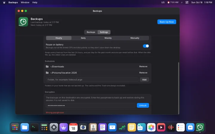 Locked encrypted backup