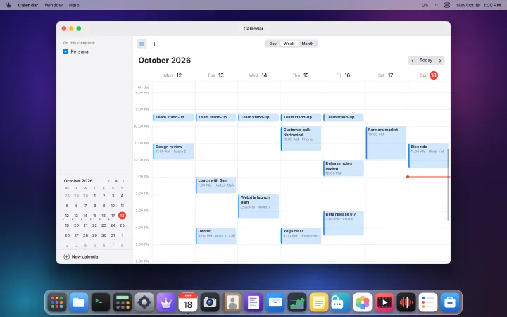Calendar week view
