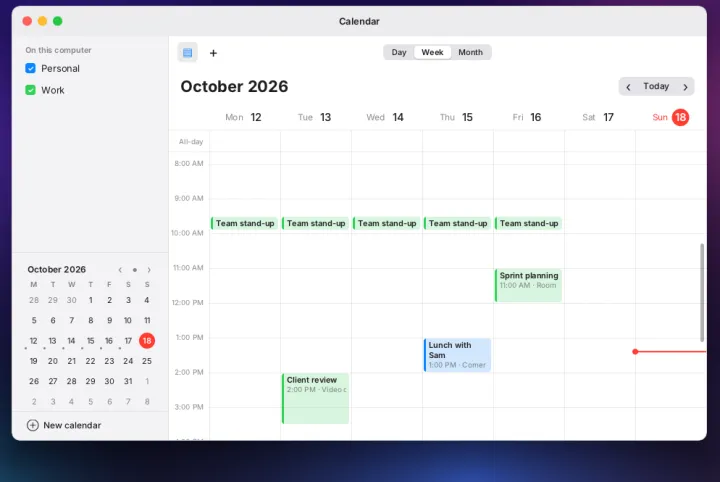 Calendar app