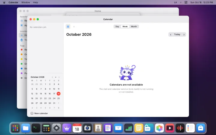 Calendar unavailable with the mascot