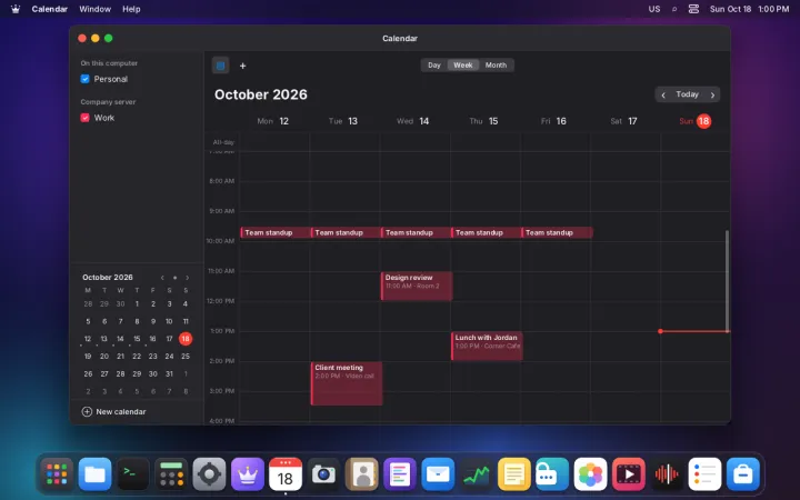 Calendar week view