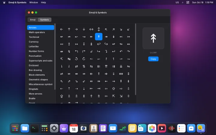 Characters and symbols app