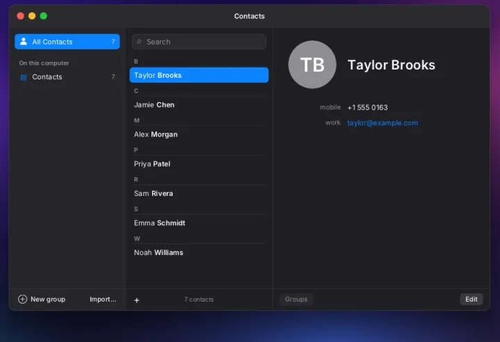Contacts app