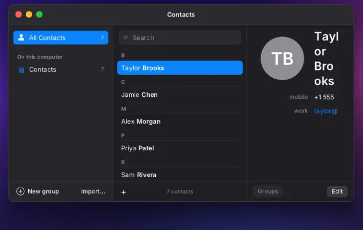 Contacts app