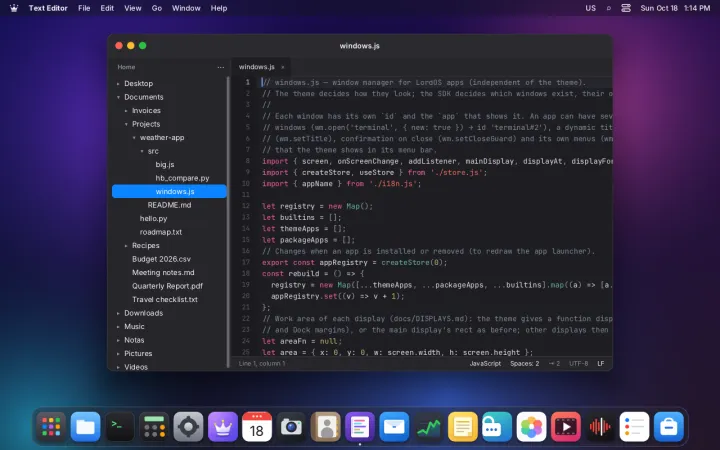 Project folder in the editor