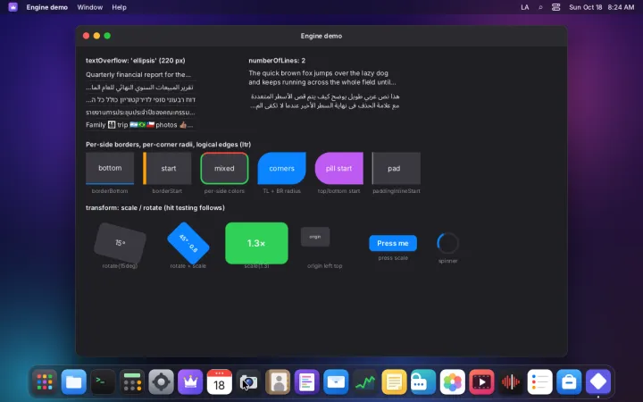 UI engine borders and transforms