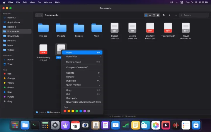 File context menu