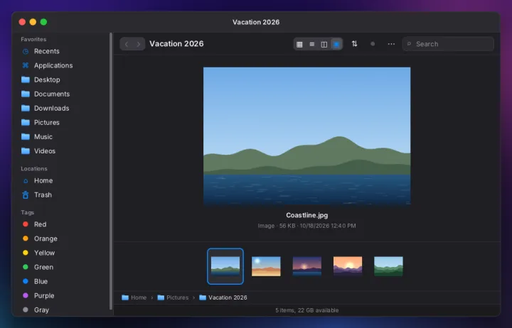 Files in gallery view