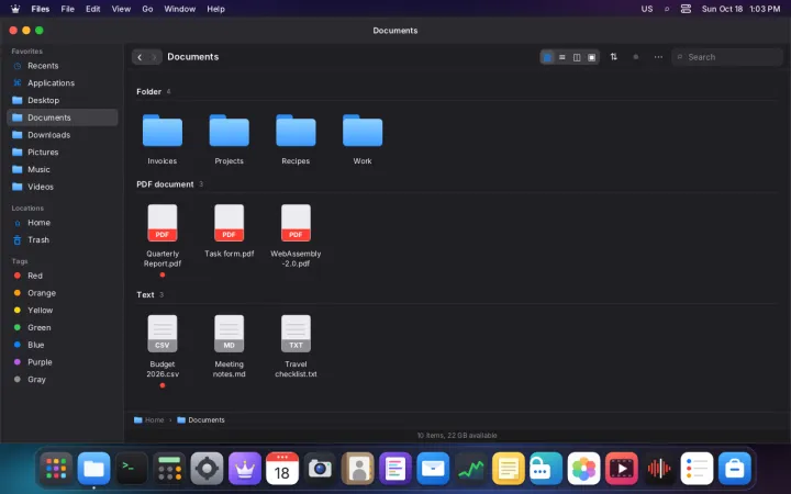 Files grouped by kind