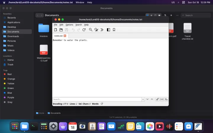 File opened in a Linux app