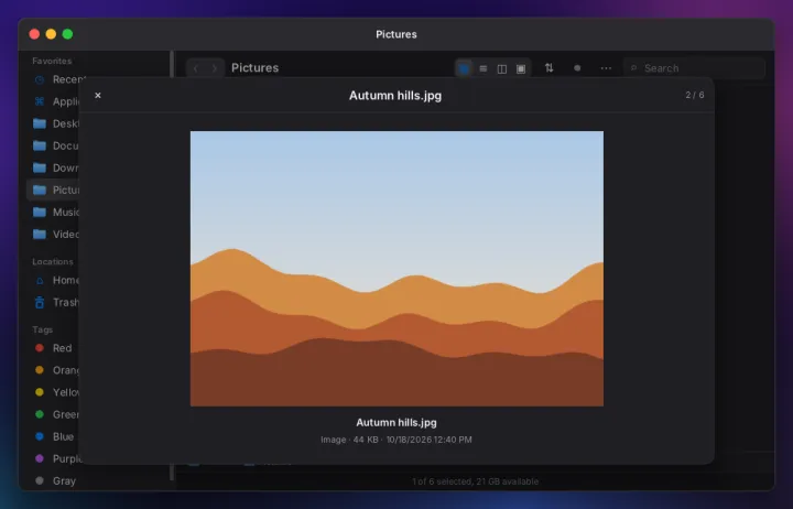 Quick file preview
