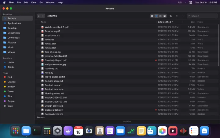 Recent files