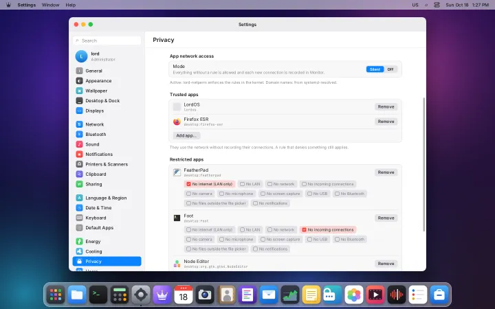 Per-app network restrictions