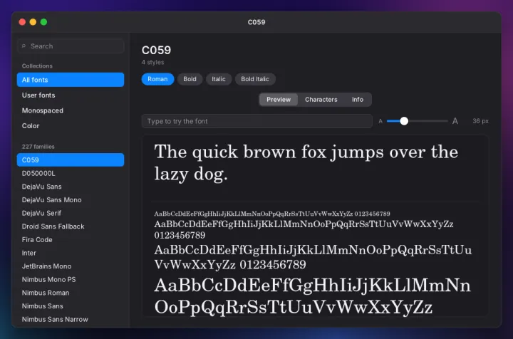 Fonts app