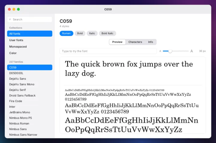 Fonts app
