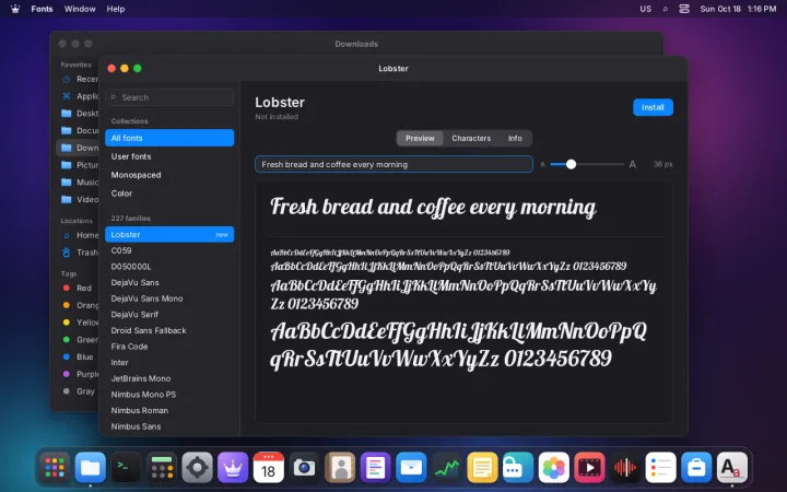 Previewing a font file