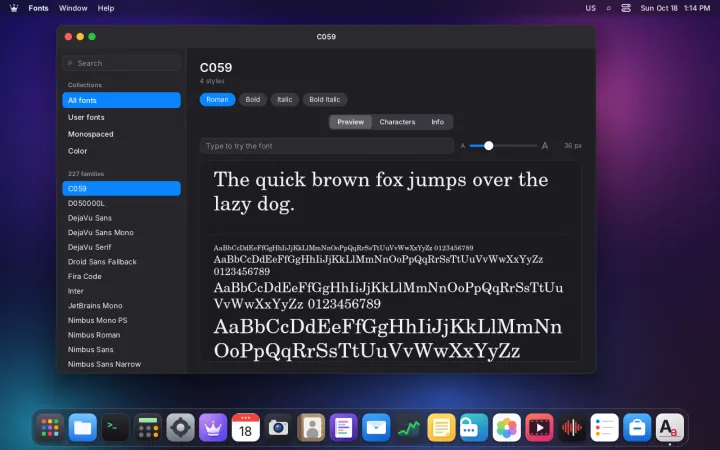 Font sample text