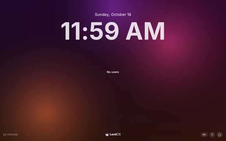 Login screen