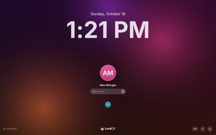 Login screen