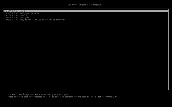 Live ISO boot menu