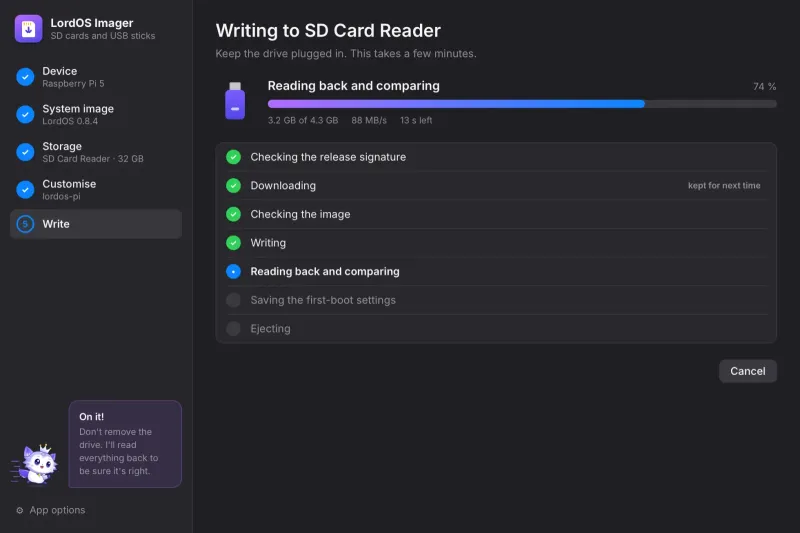 Reading the card back and comparing