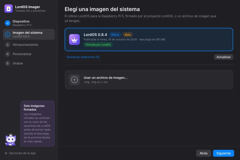 Paso 2: la última versión firmada de LordOS