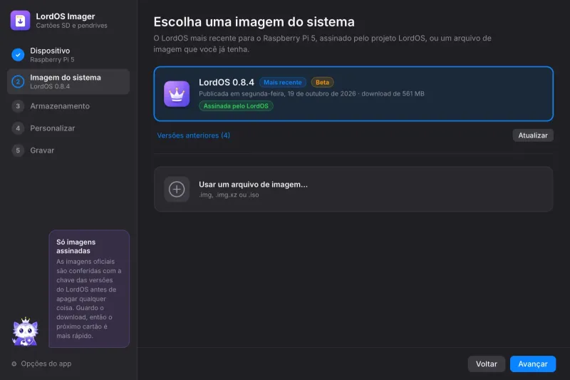 Passo 2: a versão assinada mais recente do LordOS