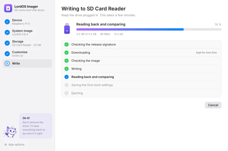 Reading the card back and comparing