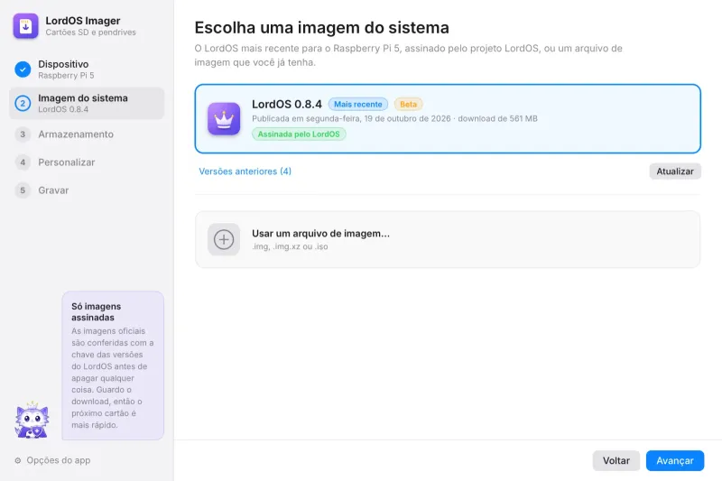 Passo 2: a versão assinada mais recente do LordOS