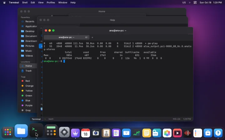 Installed system at idle