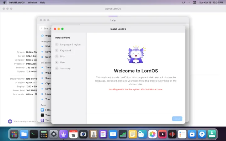 Installer welcome with the mascot