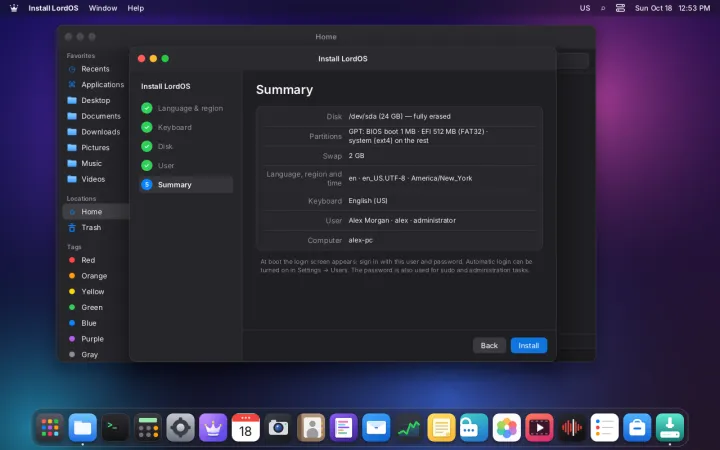 Installation summary