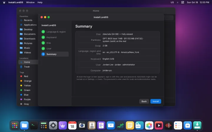 Installer summary step