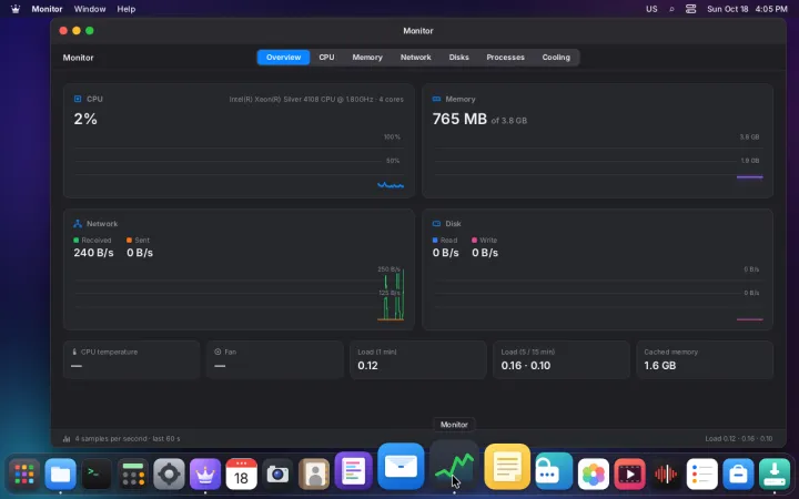 Monitor on the live ISO