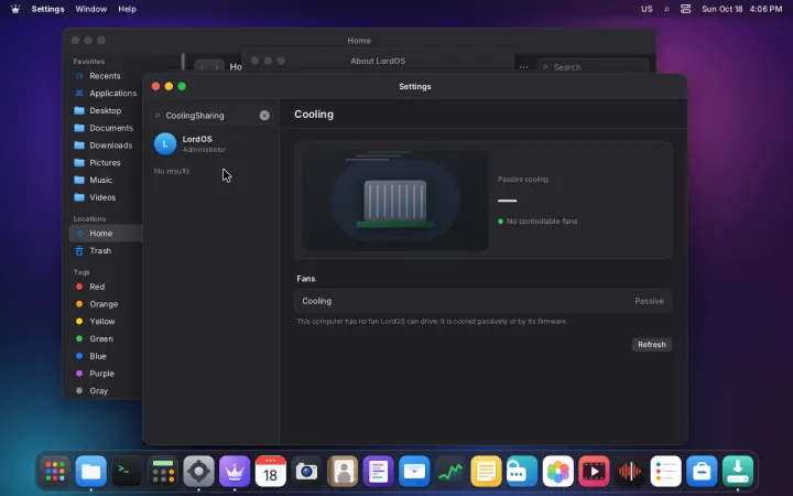 Cooling settings on the live ISO