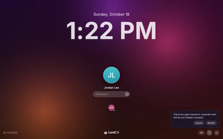 Restart with open sessions