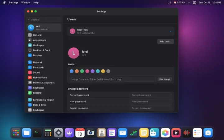 Users settings