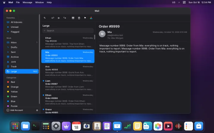 Mailbox with 10,000 messages