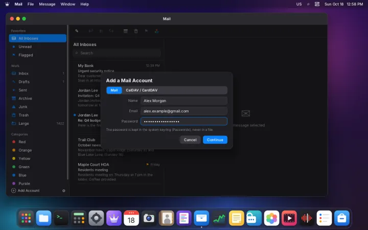 Adding a mail account