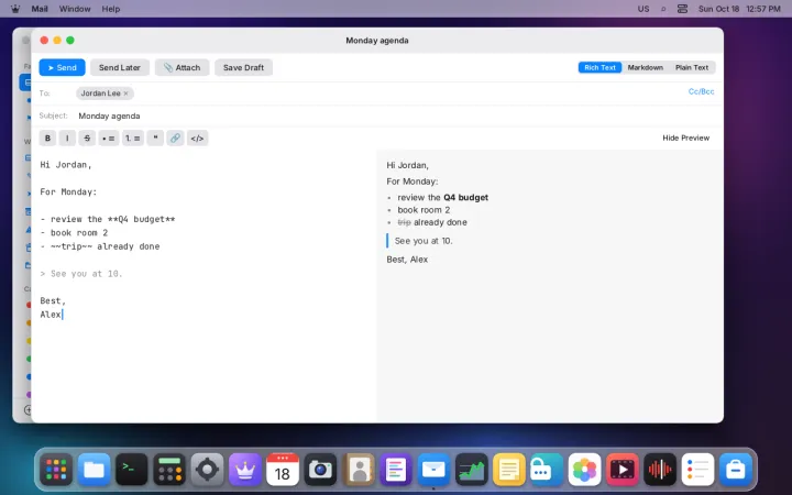Composing a message