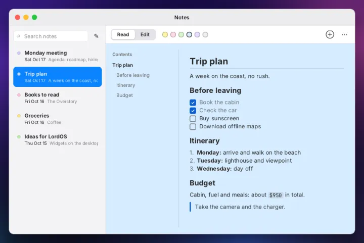 Notes app