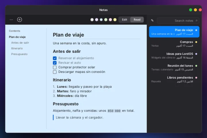 Notes app