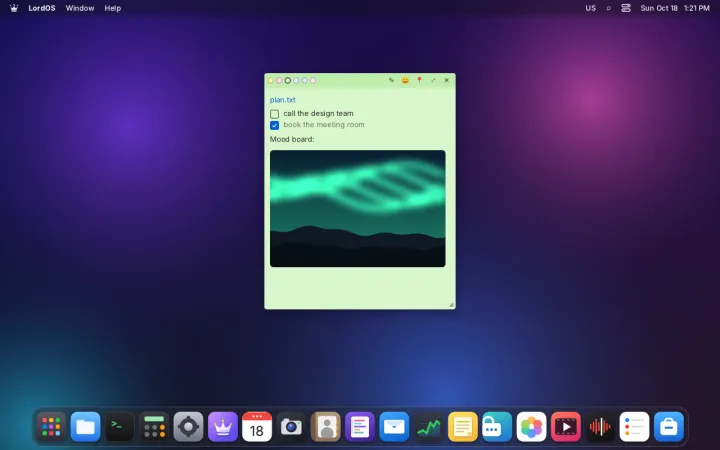 Note with a desktop image