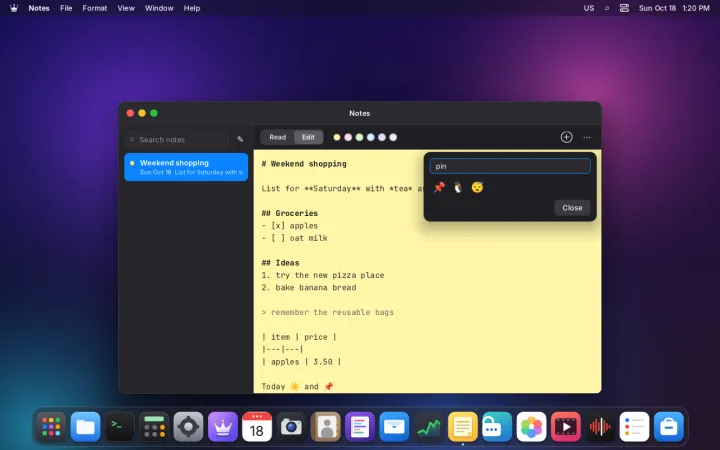 Emoji in a note