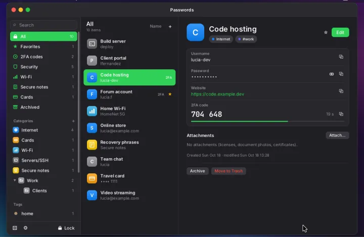 Passwords app