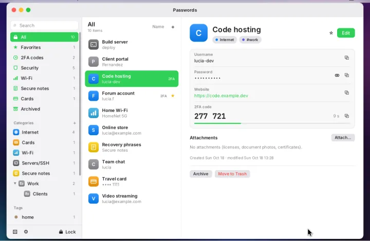 Passwords app